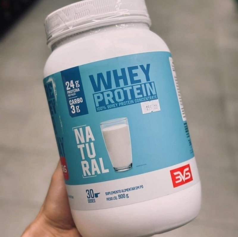 100% Whey Protein Concentrado 900g Sabor Natural - 3VS Nutrition