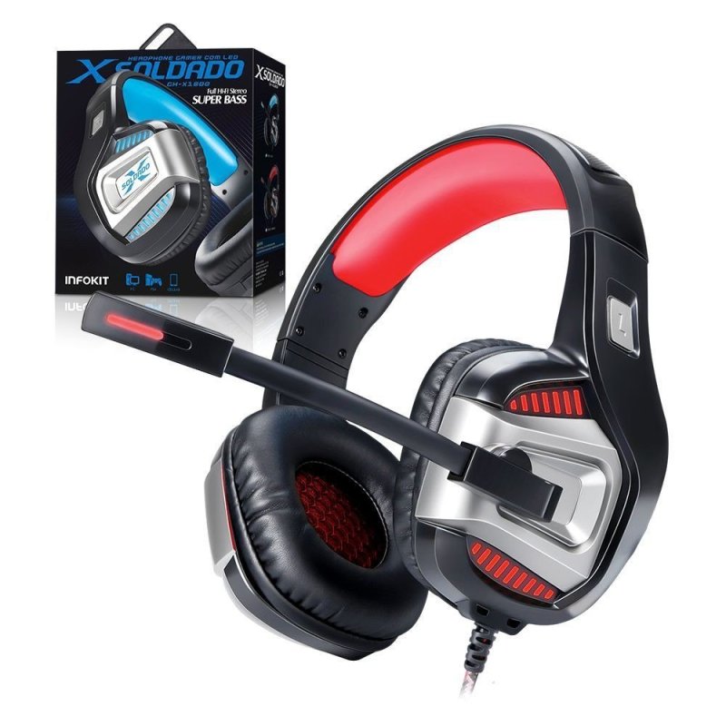 Headphone Gamer 7.1 Surround XSOLDADO PS4/PC/SMARTPHONE microfone articulado HF-X1800