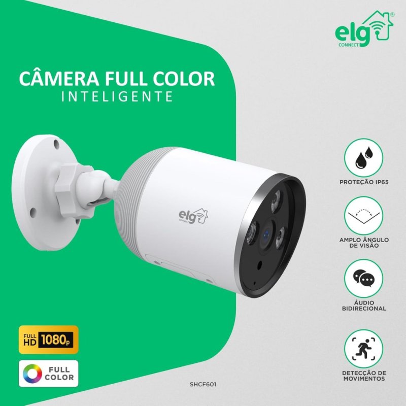 ELG SHCF601 - Câmera Externa Full Color 1080P - IP65 Wi-Fi - Branco