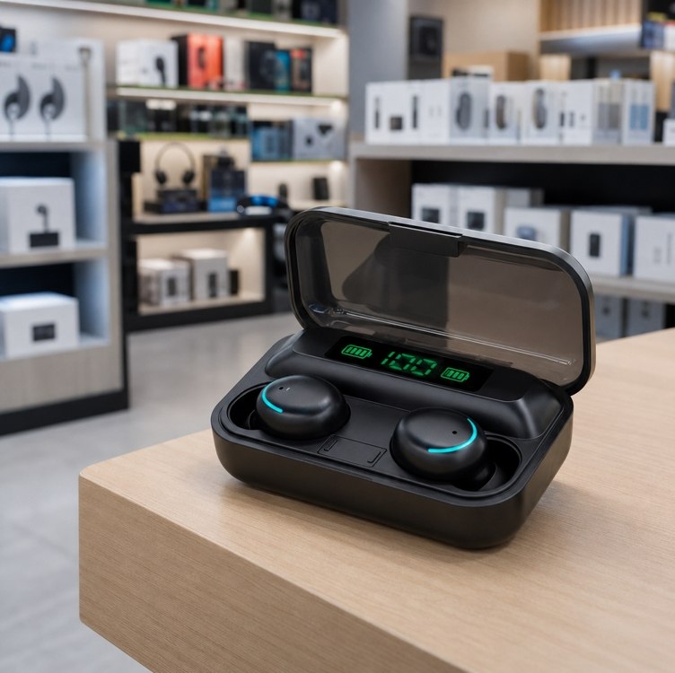 Fone De Ouvido Sem Fio Bluetooth F9 com 5 Pares, Som Imersivo, Powerbank, Bateria de Longa Duração