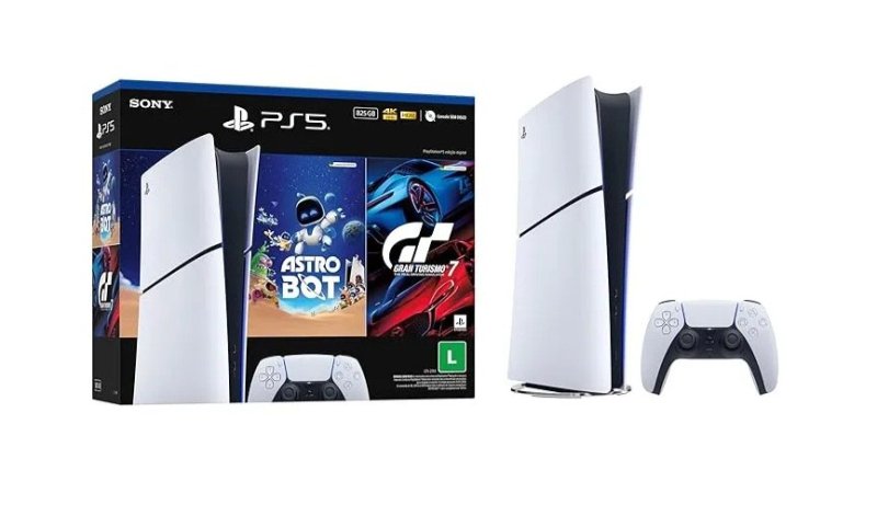 Console PS5 Slim Digital - Pacote Astro Bot E Gran Turismo 7 - Branco