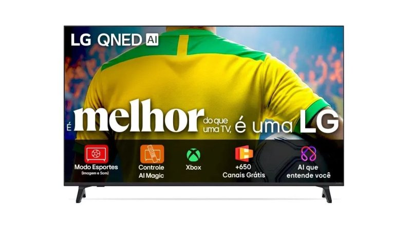 Smart TV 4K 55" LG QNED73 Portal de Games Processador AI α7 Gen8 4K, Preto
