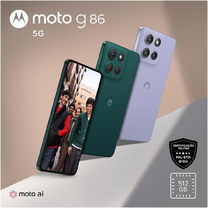 Motorola Moto G86 5G - 512GB 24GB RAM - Câmera 50MP - Verde Escuro