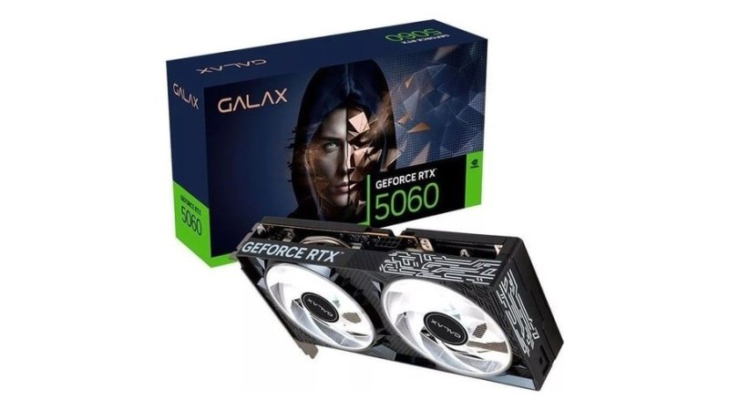 Placa de Vídeo NVIDIA GeForce Galax RTX5060 1 Click Oc 2x 8GB