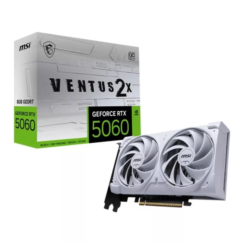 Placa de Vídeo NVIDIA GeForce MSI RTX 5060 8GB Ventus OC White 2X - 128 Bits - HDMI/3X DP - 912-V537