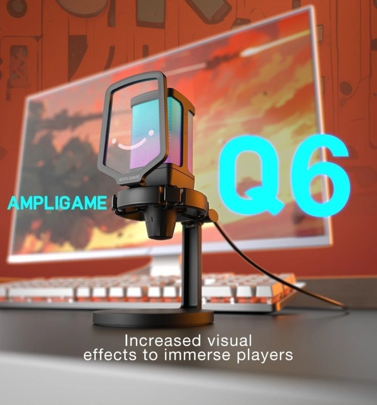 Microfone Fifine Q6 AmpliGame USB Condenser Microphone com RGB