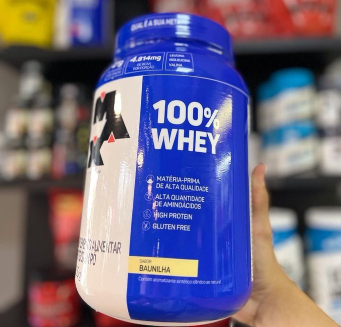 Max Titanium 100% Whey Protein Concentrado Pote 900g Baunilha + Frete Grátis