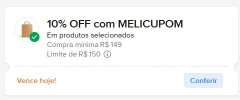 CUPOM: MELICUPOM - 10% OFF em compras acima de R$149
