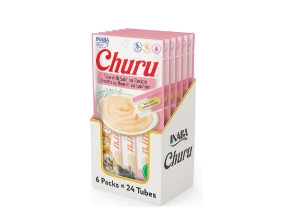 Pack de 06 com 24 un. Churu Gatos Salmão 56g