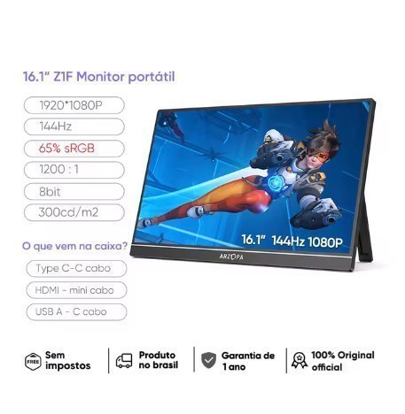 Monitor Portátil Arzopa Z1F 16" Full HD 144Hz IPS