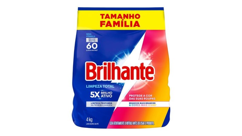 Sabão Em Pó Brilhante Limpeza Total Roupas Brancas E Coloridas 4Kg