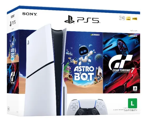 PlayStation 5 Slim com Leitor + Astro Bot e Gran Turismo 7