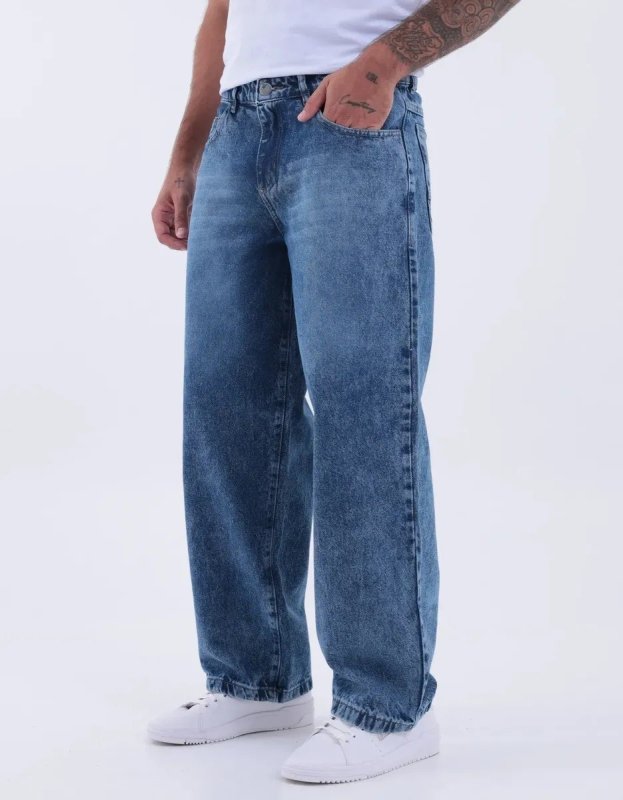 Calça Jeans Masculina Larga Baggy Grande Reta Balão Wide
