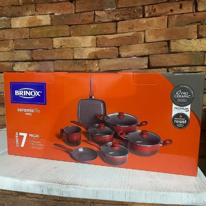 Jogo de Panelas Brinox Ceramic Life Easy 7 Peças + Frete Grátis