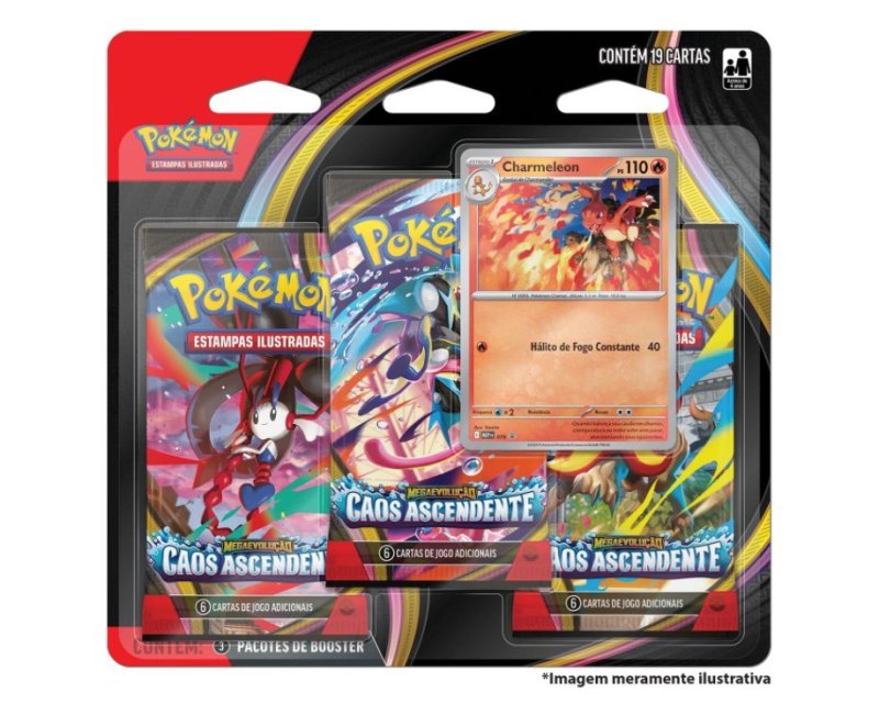 Pokémon TCG: Mega Evolução - Caos Ascendente - 3-Pack Blister