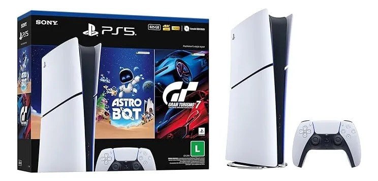 Console Playstation®5 Slim Digital Pacote Astro Bot E Gran Turismo 7 Branco