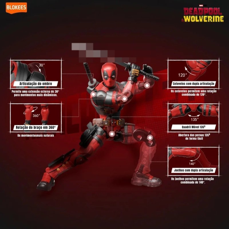 Blokees Marvel Deadpool & Wolverine Champion Class Deadpool - 90 Peças Articulado + Frete Grátis
