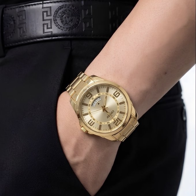 Relógio Condor Dourado Aço + Frete Grátis