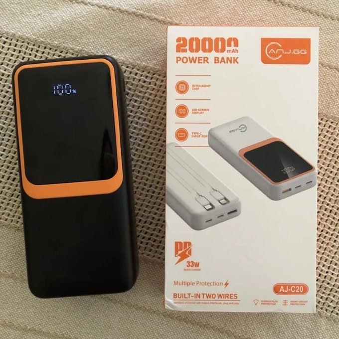 Power Bank 20000mAh Carregador Portátil com Display Digital