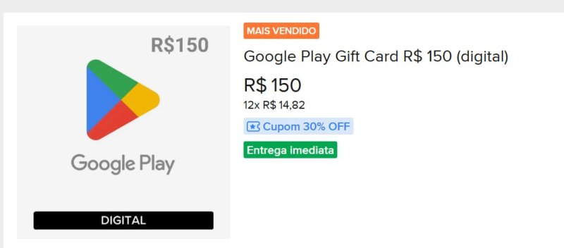 Google Play Gift Card R$ 150 (Digital)