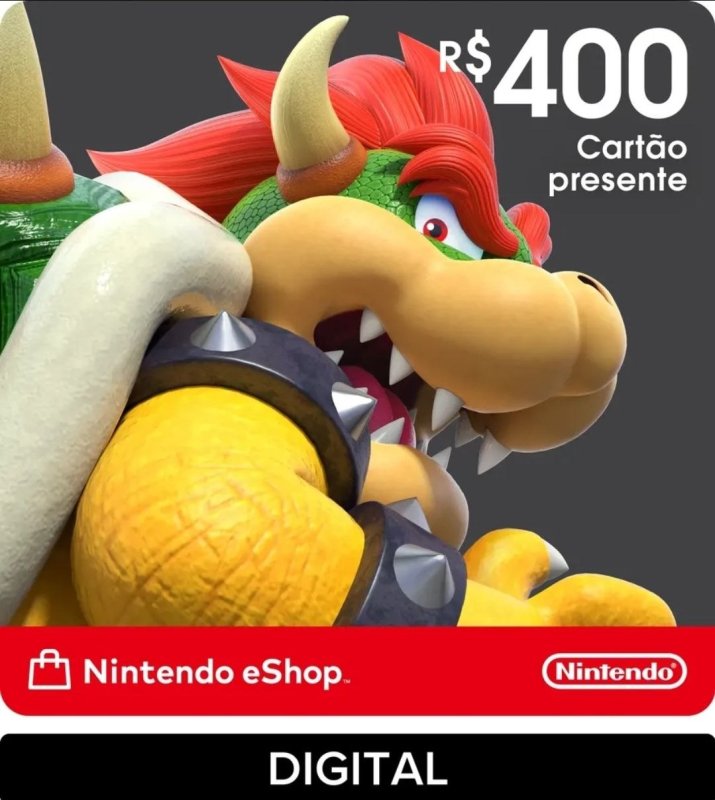 Nintendo Gift Card eShop R$ 400 (Digital) por R$ 280 em 10x sem juros