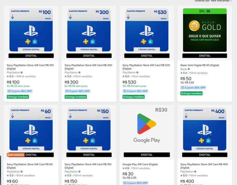 Gift Card com 30% OFF