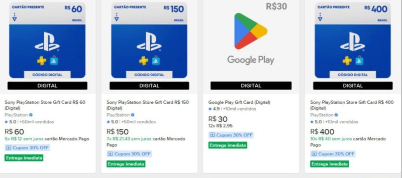 Gift Card com 30% OFF