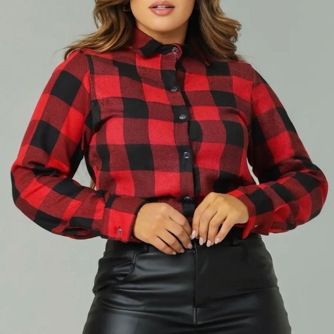 Camisa Xadrez Flanelada Feminina com Frete Grátis