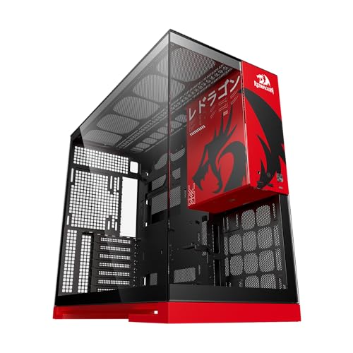Gabinete Gamer Geometric Future Model 5 Redragon Spec Preto e Vermelho ATX Sem Fans