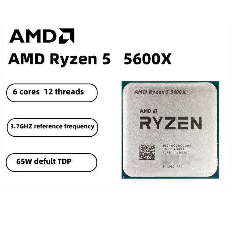 Processador AMD Ryzen 5 5600X, 6-Core, 12-Threads, 3.7GHz (4.6GHz Turbo), Cache 35MB, AM4 Novo (Sem Caixa ou Cooler)