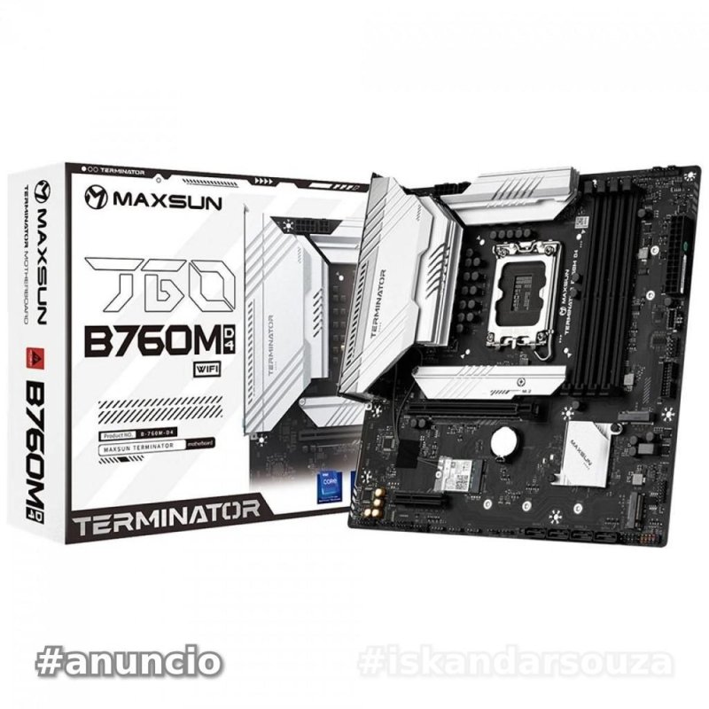 Placa Mãe Maxsun Terminator B760M D4 WiFi V2, Chipset B760, Intel LGA 1700, mATX, DDR4