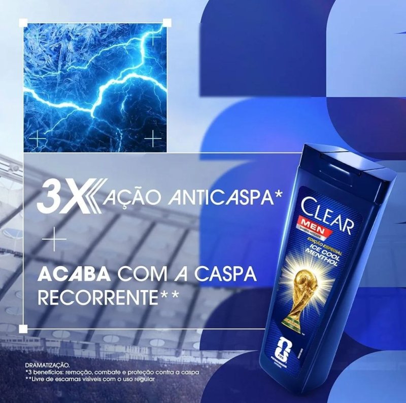 2x Clear Shampoo Men Anticaspa Ice Cool Menthol 400Ml