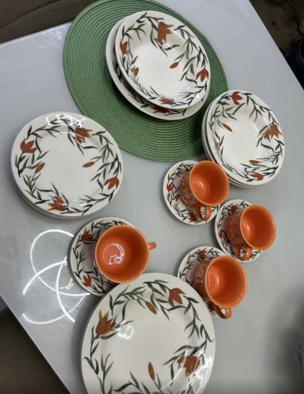 Aparelho De Jantar E Chá Donna Lírios 20 Peças Biona