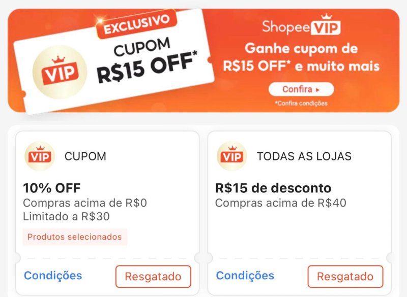 Shopee ViP grátis por 30 dias