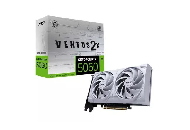 Placa de Vídeo NVIDIA GeForce MSI RTX5060 8GB Ventus OC White 2X, Branco