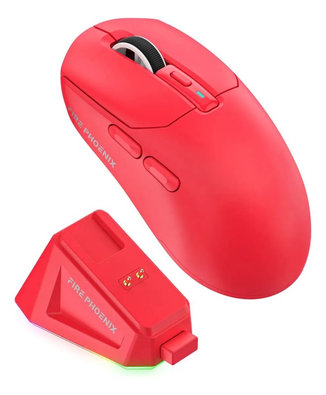 Mouse Gamer Sem Fio Fire Phoenix 24000dpi Paw3311 Bk-r3x Cor Vermelho