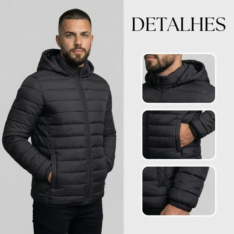 Jaqueta Masculina Puffer Bobojaco Nylon Frio Inverno Luxo