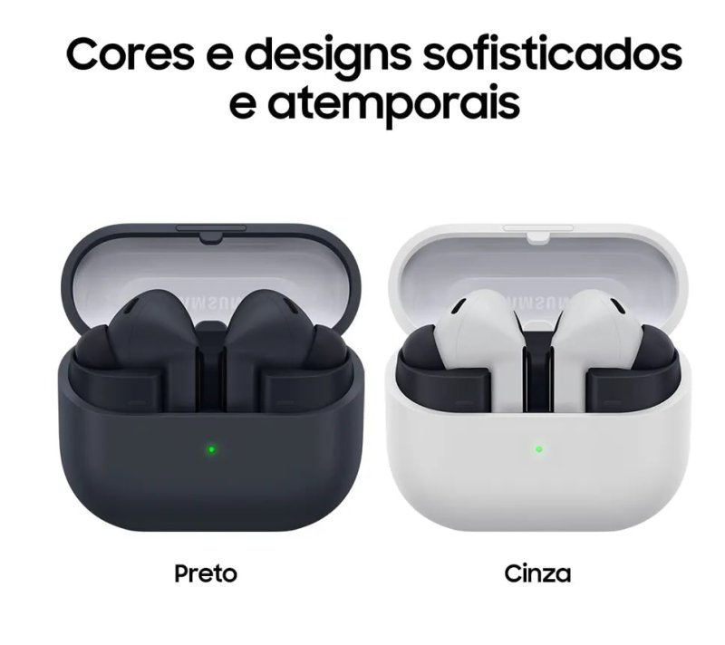 Samsung Galaxy Buds3 Fe - Cancelamento Ativo de Ruído - Galaxy AI - Cinza