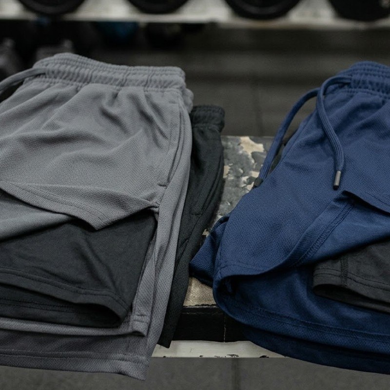 Kit 3 Shorts Masculino 2 Em 1 Compressão Dry Fit Rock Saints