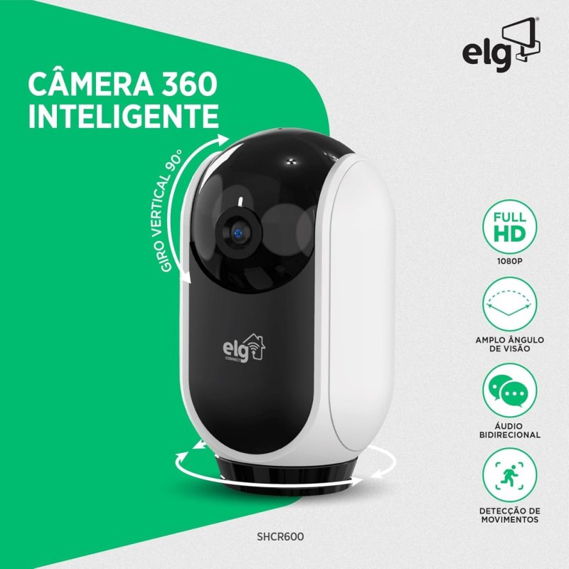ELG SHCR600 - Câmera Robô 360° Full HD 1080P - Wi-Fi 2.4GHz - Branco