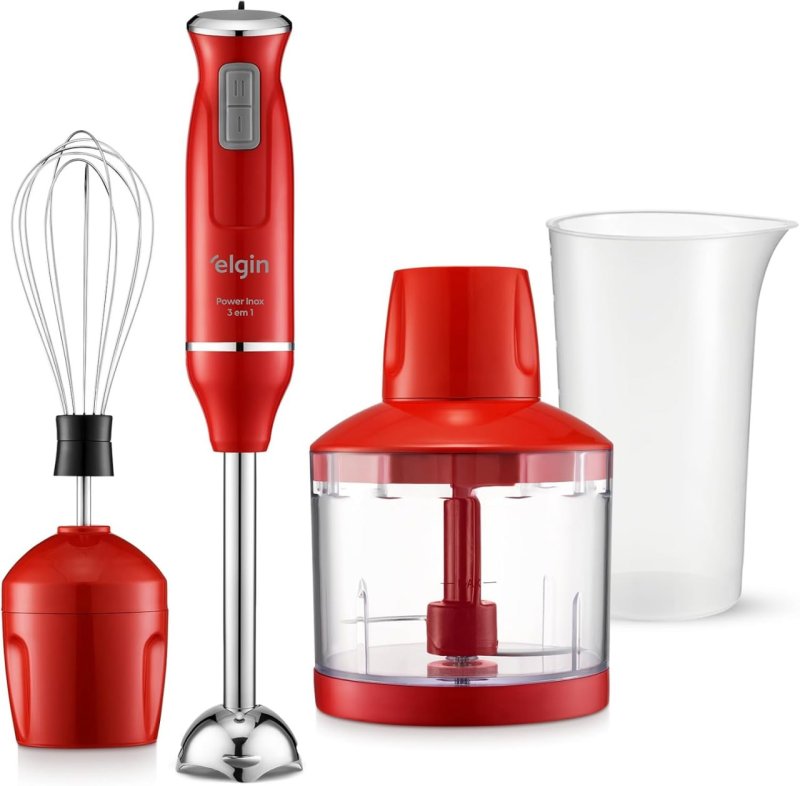 Elgin Mixer Power Inox 3 em 1 600W Vermelho 110V