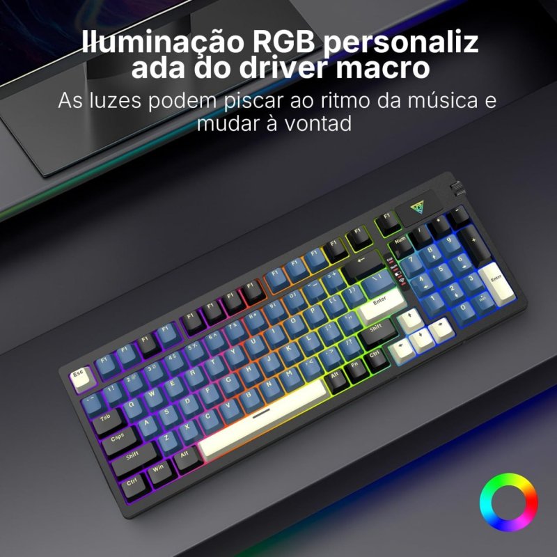 Hivento Teclado Mecânico, 2.4GHz/USB-C/BT5.0