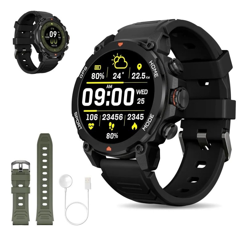 Relógio Smartwatch Esportivo Aurafit GPS Tela 1.43 AMOLED