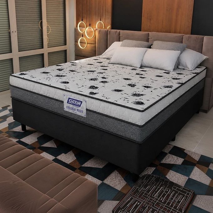 Cama Box Casal Colchão Espuma D33 Fort 138x188x59cm Gazin