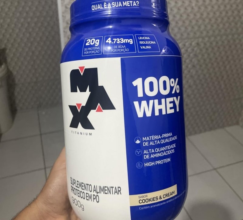 100% Whey Pote Max Titanium 21g de Proteínas 900g Cookies And Cream
