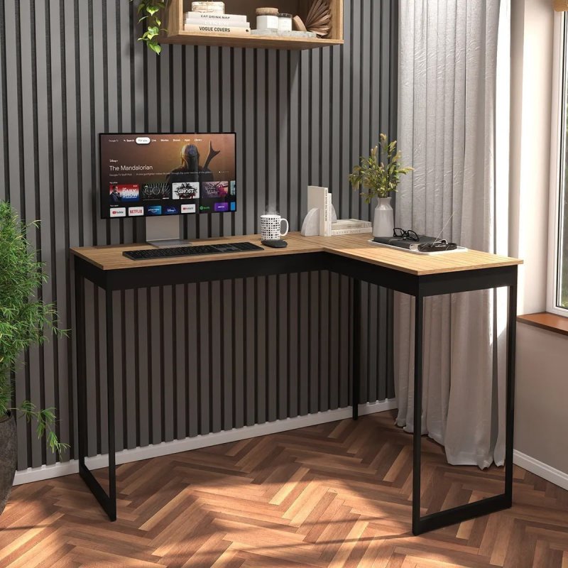 Mesa L De Canto Para Estudo Retro Design Nórdico Mod: Pier
