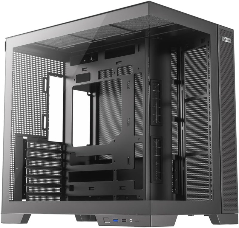 Gabinete Gamer Kalkan Asgard Evo Preto ATX Aquário Sem Fans Câmara Dupla Painel em Vidro Temperado Duplo USB 3.0 Painéis Perfurads Suporta Placas Mãe com Conectores Traseiros KLK00084