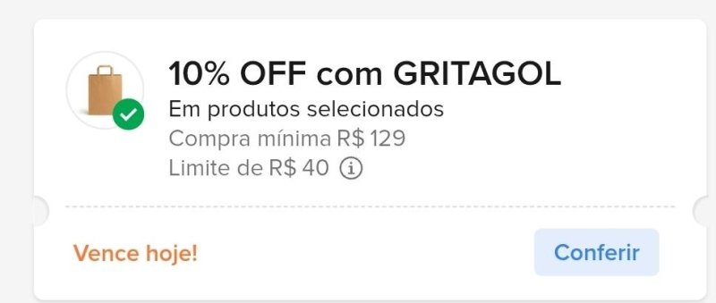 CUPOM: GRITAGOL - 10% OFF nas compras acima de R$129,00