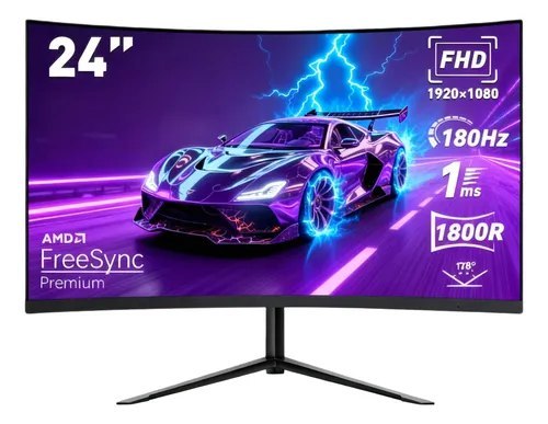 Monitor Gamer Curvo 24 Full HD IPS 180Hz 1ms HDMI Preto 127/220V
