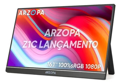 Monitor Portátil Ultra Slim Fino Ips Arzopa Z1c Gamer 16.1 Polegadas 1920x1080p Fhd